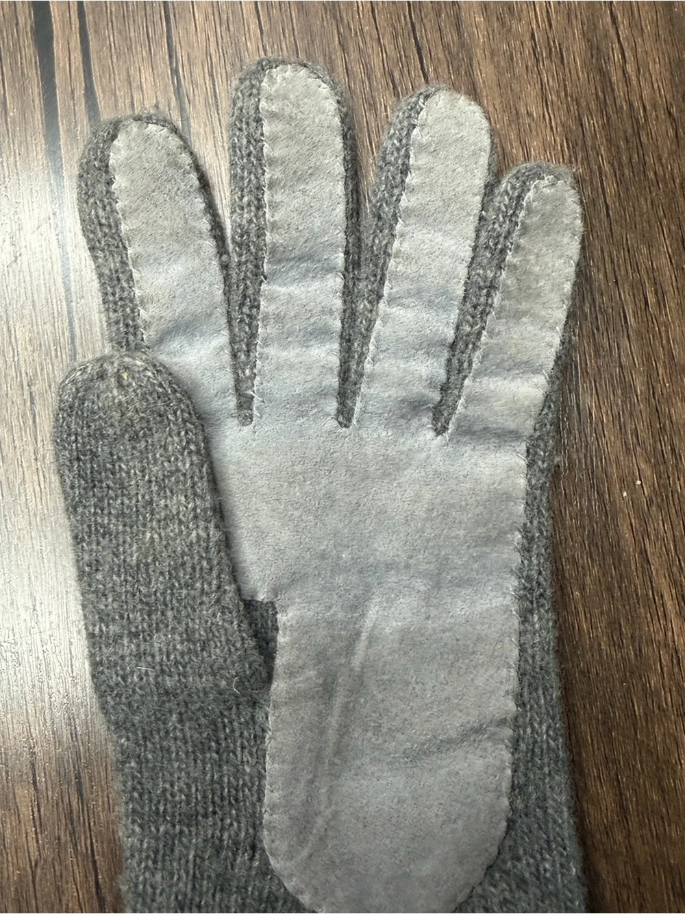 vintage B Altman &Co grey cashmere leather longe gloves